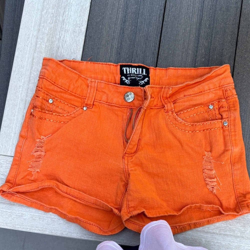 Thrill Women's Bright Orange Jean Shorts